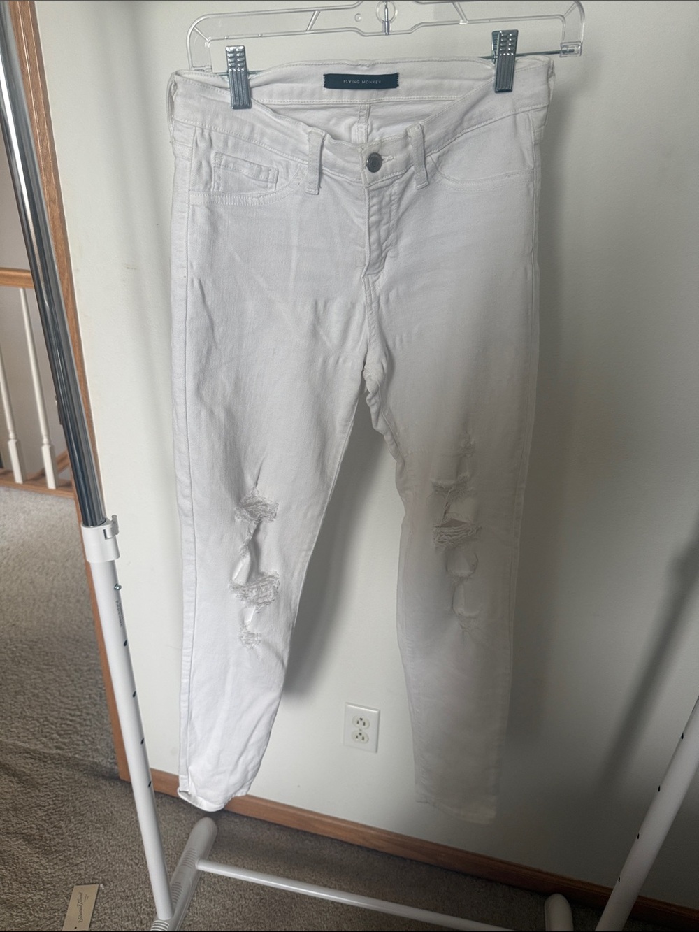 Flying Monkey White Distressed Skinny Jeans